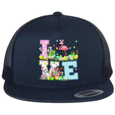 Flamingo Easter Egg Hunt Funny Love Flamingo Easter Sunday Gift Flat Bill Trucker Hat