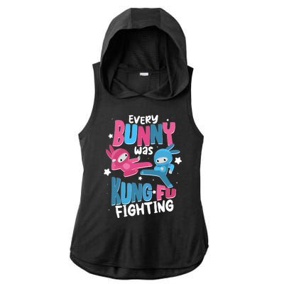 Funny Easter Every Bunny Was Kung Fu Fighting Ladies PosiCharge Tri-Blend Wicking Draft Hoodie Tank