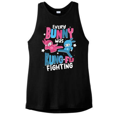 Funny Easter Every Bunny Was Kung Fu Fighting Ladies PosiCharge Tri-Blend Wicking Tank