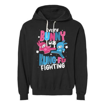 Funny Easter Every Bunny Was Kung Fu Fighting Garment-Dyed Fleece Hoodie