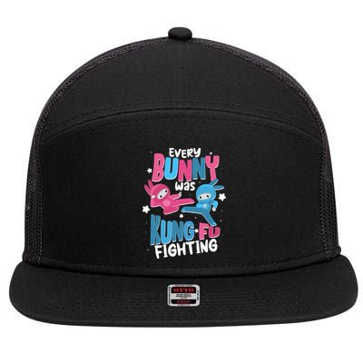 Funny Easter Every Bunny Was Kung Fu Fighting 7 Panel Mesh Trucker Snapback Hat