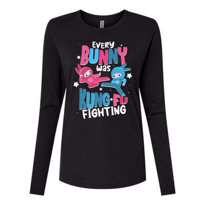 Funny Easter Every Bunny Was Kung Fu Fighting Womens Cotton Relaxed Long Sleeve T-Shirt