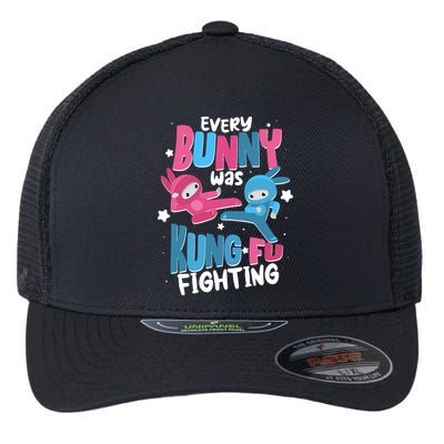 Funny Easter Every Bunny Was Kung Fu Fighting Flexfit Unipanel Trucker Cap
