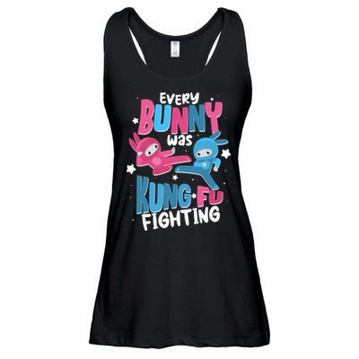 Funny Easter Every Bunny Was Kung Fu Fighting Ladies Essential Flowy Tank