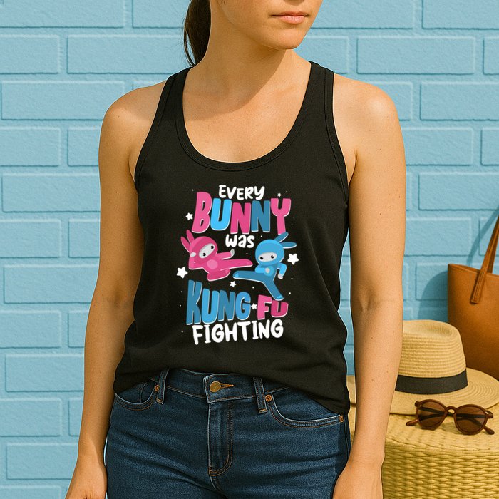Funny Easter Every Bunny Was Kung Fu Fighting Womens Tank Top