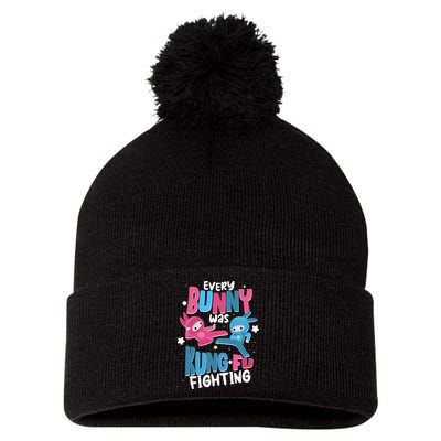 Funny Easter Every Bunny Was Kung Fu Fighting Pom Pom 12in Knit Beanie