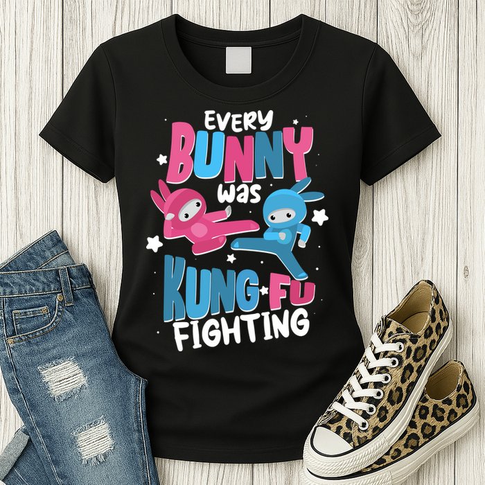Funny Easter Every Bunny Was Kung Fu Fighting Womens T-Shirt