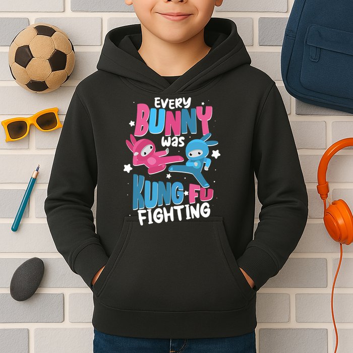 Funny Easter Every Bunny Was Kung Fu Fighting Kids Hoodie