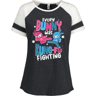 Funny Easter Every Bunny Was Kung Fu Fighting Enza Ladies Jersey Colorblock Tee