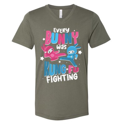Funny Easter Every Bunny Was Kung Fu Fighting V-Neck T-Shirt