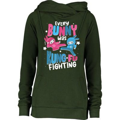 Funny Easter Every Bunny Was Kung Fu Fighting Womens Funnel Neck Pullover Hood