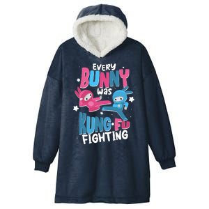 Funny Easter Every Bunny Was Kung Fu Fighting Hooded Wearable Blanket