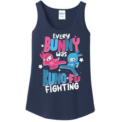 Funny Easter Every Bunny Was Kung Fu Fighting Ladies Essential Tank