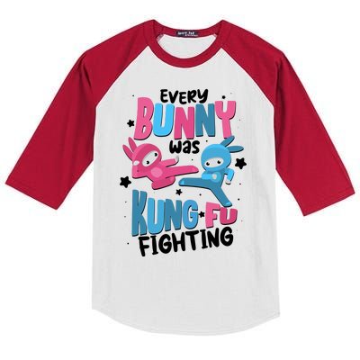 Funny Easter Every Bunny Was Kung Fu Fighting Kids Colorblock Raglan Jersey