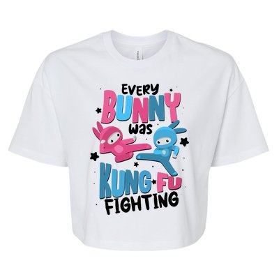 Funny Easter Every Bunny Was Kung Fu Fighting Bella+Canvas Jersey Crop Tee