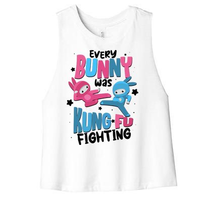 Funny Easter Every Bunny Was Kung Fu Fighting Women's Racerback Cropped Tank