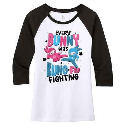 Funny Easter Every Bunny Was Kung Fu Fighting Women's Tri-Blend 3/4-Sleeve Raglan Shirt