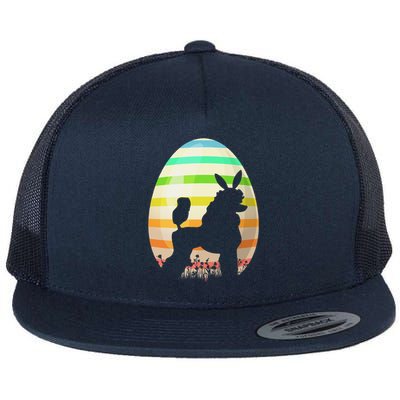 Funny Easter Egg Vintage Style Standard Poodle Dog Easter Flat Bill Trucker Hat