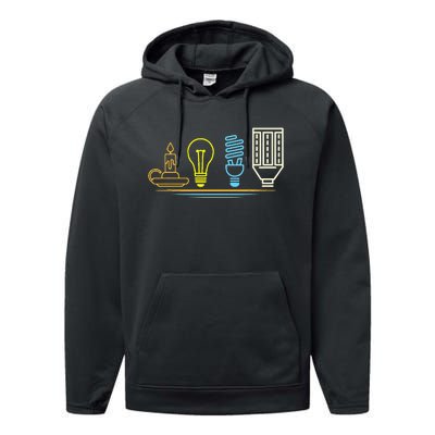 Funny Electrician Engineer Light Bulb Electricity Performance Fleece Hoodie