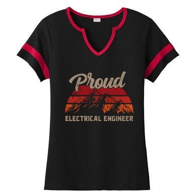 Funny Electrical Engineer Superhero Vintage Dad Cool Gift Ladies Halftime Notch Neck Tee