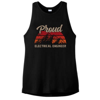 Funny Electrical Engineer Superhero Vintage Dad Cool Gift Ladies PosiCharge Tri-Blend Wicking Tank