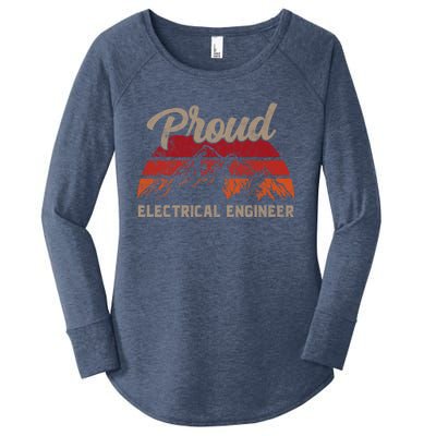 Funny Electrical Engineer Superhero Vintage Dad Cool Gift Women's Perfect Tri Tunic Long Sleeve Shirt