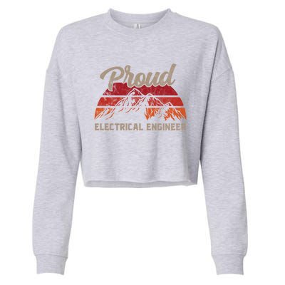 Funny Electrical Engineer Superhero Vintage Dad Cool Gift Cropped Pullover Crew