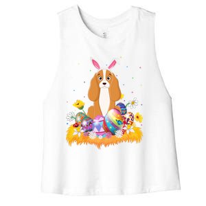 Funny Easter Egg Lover Cocker Spaniel Dog Easter Sunday Funny Gift Women's Racerback Cropped Tank