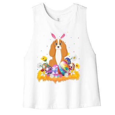 Funny Easter Egg Lover Cocker Spaniel Dog Easter Sunday Funny Gift Women's Racerback Cropped Tank