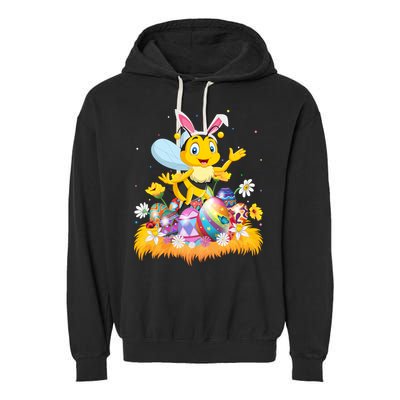 Funny Easter Egg Lover Cute Bee Easter Sunday Cute Gift Garment-Dyed Fleece Hoodie