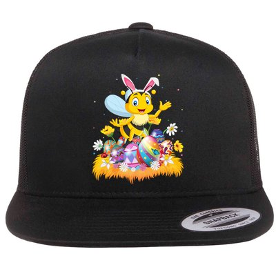 Funny Easter Egg Lover Cute Bee Easter Sunday Cute Gift Flatbill Hat