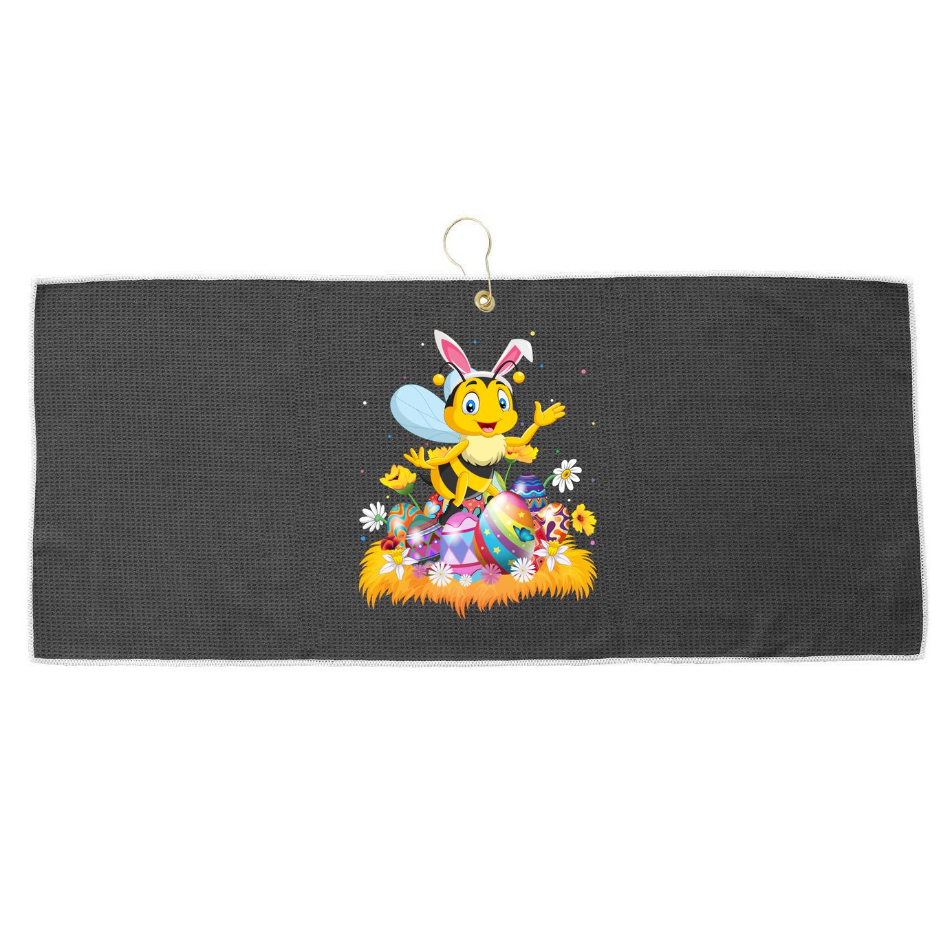 Funny Easter Egg Lover Cute Bee Easter Sunday Cute Gift Large Microfiber Waffle Golf Towel