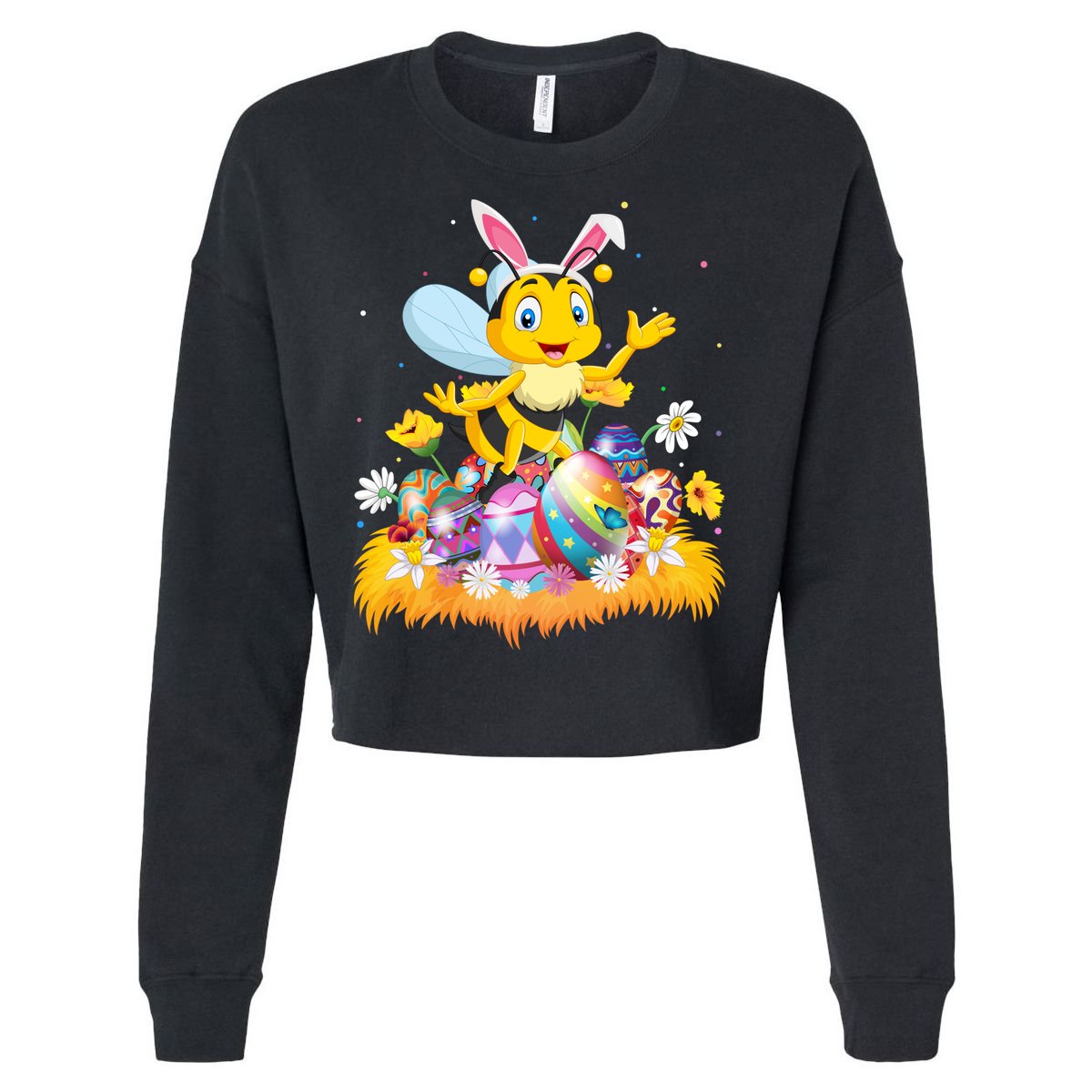 Funny Easter Egg Lover Cute Bee Easter Sunday Cute Gift Cropped Pullover Crew