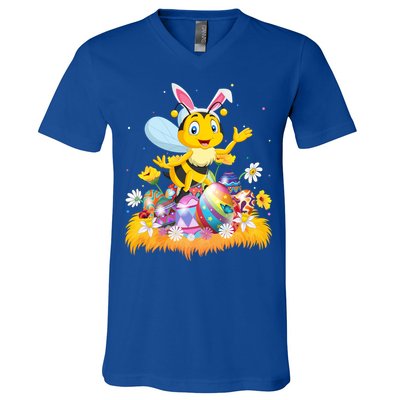 Funny Easter Egg Lover Cute Bee Easter Sunday Cute Gift V-Neck T-Shirt