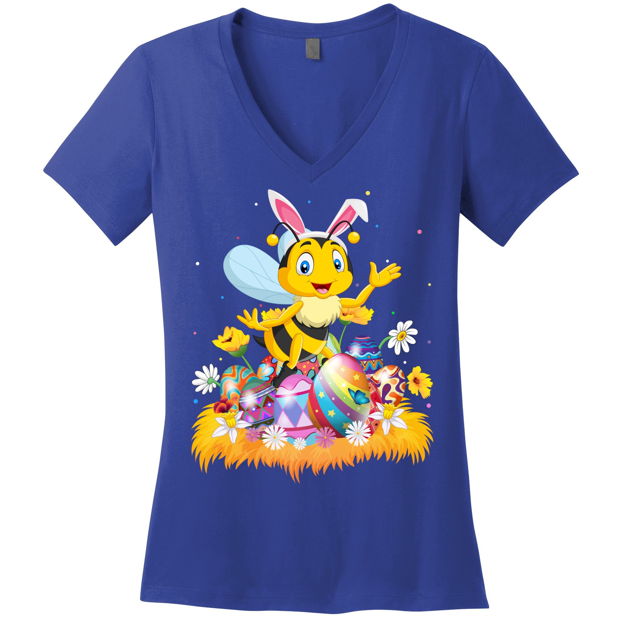 Funny Easter Egg Lover Cute Bee Easter Sunday Cute Gift Women's V-Neck T-Shirt