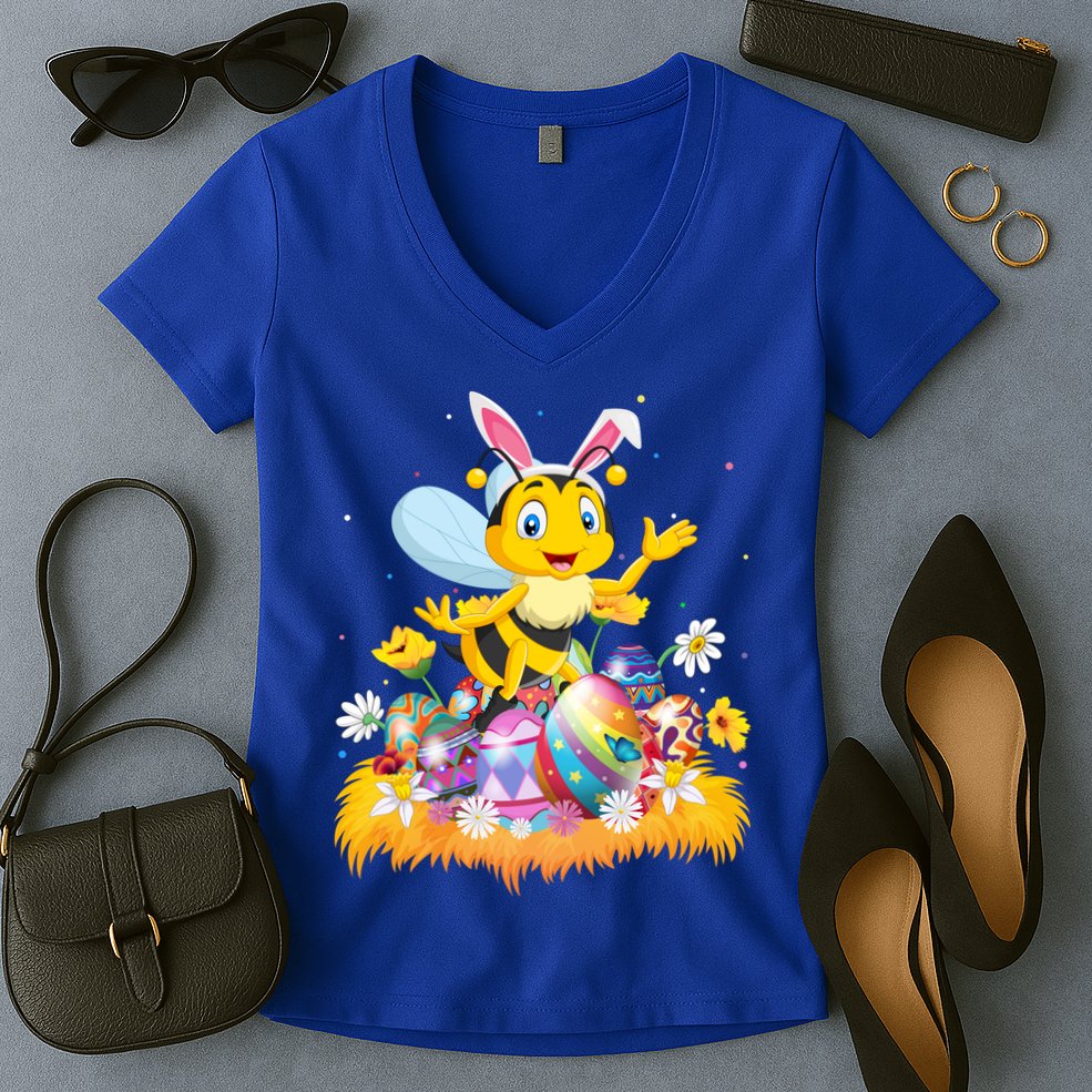 Funny Easter Egg Lover Cute Bee Easter Sunday Cute Gift Women's V-Neck T-Shirt