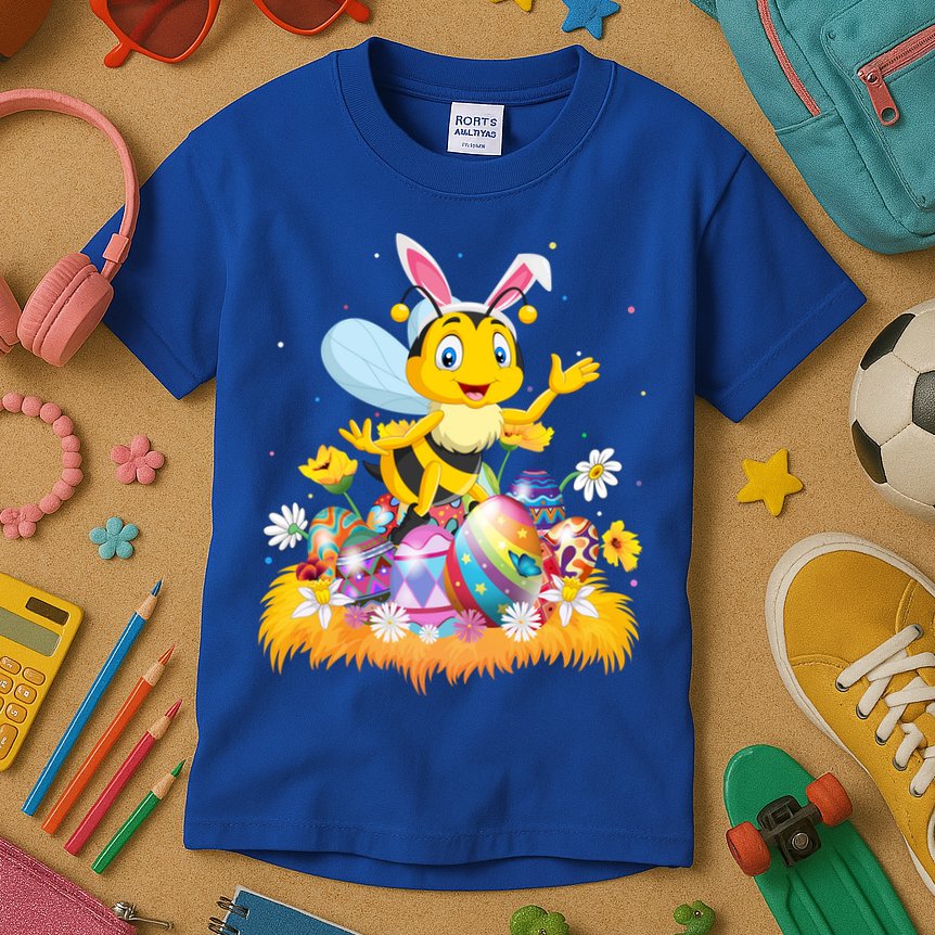 Funny Easter Egg Lover Cute Bee Easter Sunday Cute Gift Kids T-Shirt