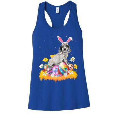 Funny Easter Egg Lover English Setter Dog Easter Sunday Gift Women's Racerback Tank