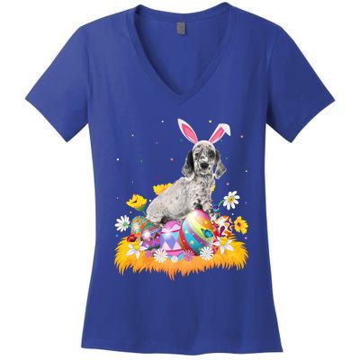 Funny Easter Egg Lover English Setter Dog Easter Sunday Gift Women's V-Neck T-Shirt