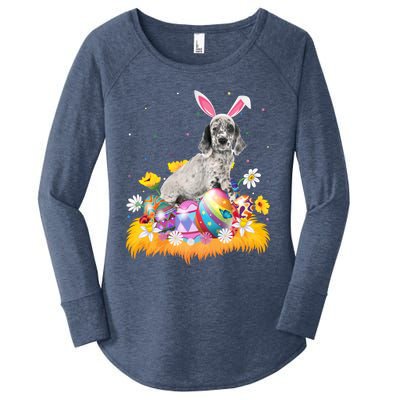 Funny Easter Egg Lover English Setter Dog Easter Sunday Gift Women's Perfect Tri Tunic Long Sleeve Shirt