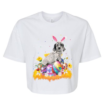 Funny Easter Egg Lover English Setter Dog Easter Sunday Gift Bella+Canvas Jersey Crop Tee