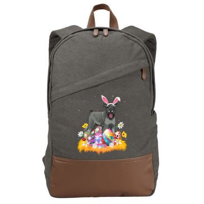 Funny Easter Egg Lover Miniature Schnauzer Dog Easter Sunday Gift Cotton Canvas Backpack