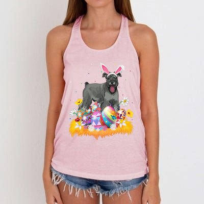 Funny Easter Egg Lover Miniature Schnauzer Dog Easter Sunday Gift Women's Knotted Racerback Tank