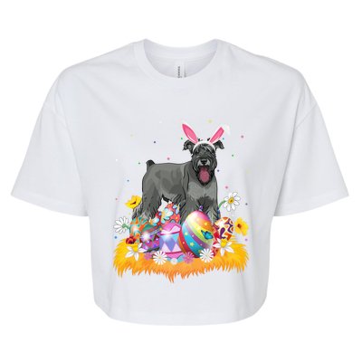 Funny Easter Egg Lover Miniature Schnauzer Dog Easter Sunday Gift Bella+Canvas Jersey Crop Tee