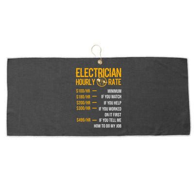 Funny Electrician Electrician Hourly Rate Electrician Large Microfiber Waffle Golf Towel