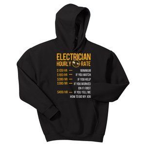 Funny Electrician Electrician Hourly Rate Electrician Kids Hoodie