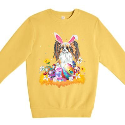 Funny Easter Egg Lover Papillon Dog Easter Sunday Gift Premium Crewneck Sweatshirt