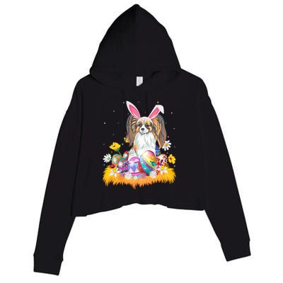 Funny Easter Egg Lover Papillon Dog Easter Sunday Gift Crop Fleece Hoodie