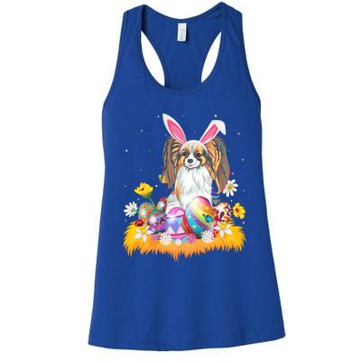 Funny Easter Egg Lover Papillon Dog Easter Sunday Gift Women's Racerback Tank