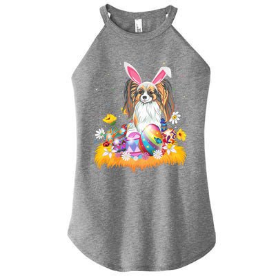 Funny Easter Egg Lover Papillon Dog Easter Sunday Gift Women’s Perfect Tri Rocker Tank